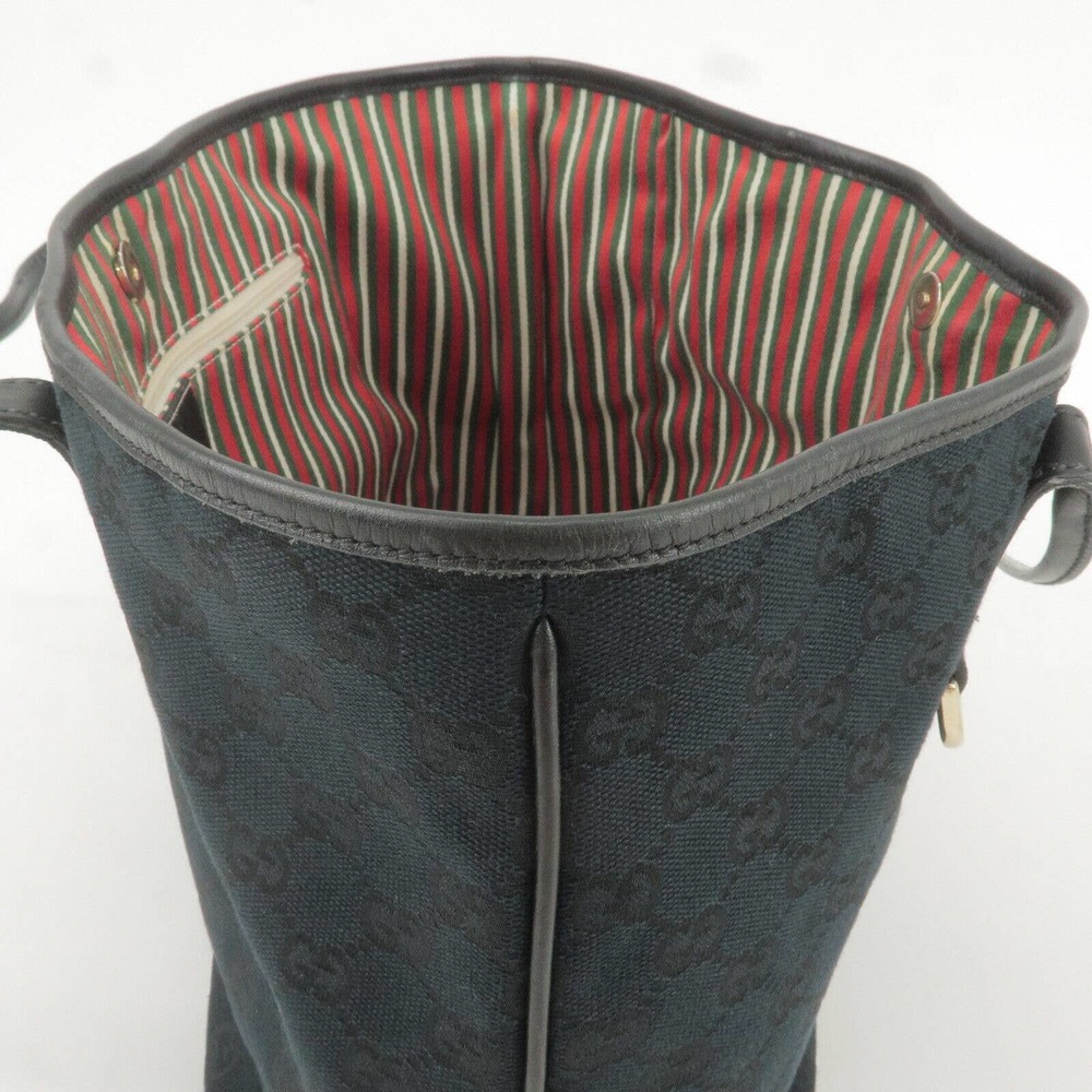 💎✨BEAUTIFUL✨💎 GUCCI Tote Bag Black GG Canvas Leather - Picture 15 of 16